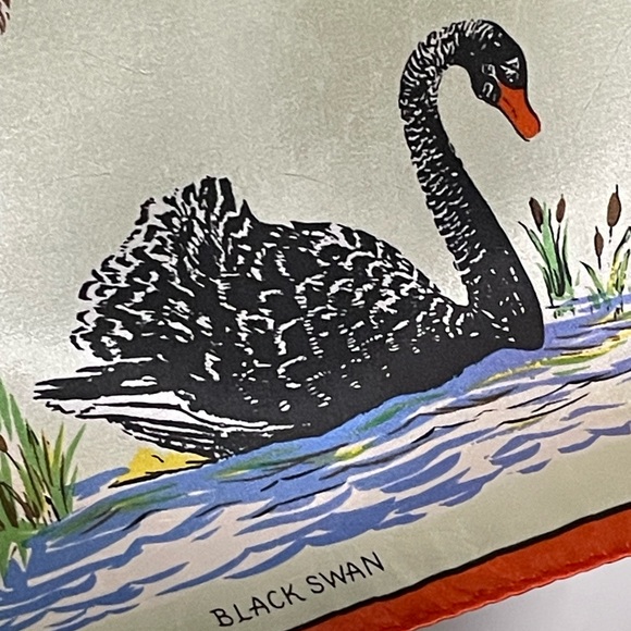 Delightful Vintage Australia Bird Theme Souvenir Scarf 26 In Sq Excellent Cond - Picture 8 of 9